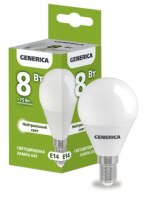 Лампа светодиодная Е14  8Вт Led 4000К белый свет шар Generica IEK