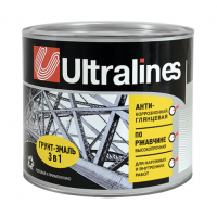 Грунт эмаль по ржавчине 3в1 желтая 1,8кг глянец Ultra Lines Радуга