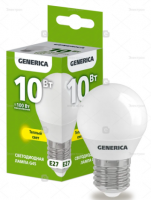 Лампа светодиодная Е27 10Вт Led 3000К теплый свет шар Generica IEK