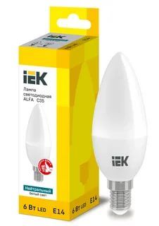 Лампа светодиодная Е27  6Вт Led 4000К белый свет свеча In Home