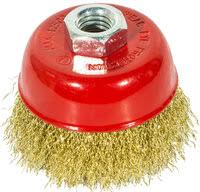 Щетка крацовка для УШМ чашка  75мм проволока витая латунированная Matrix