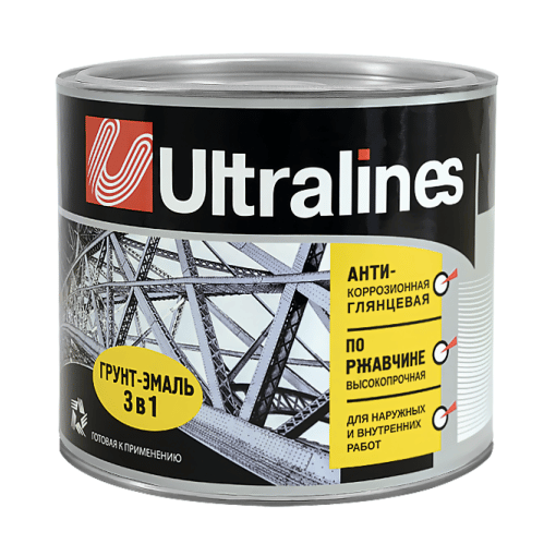 Грунт эмаль по ржавчине 3в1 красно-коричневая 1,8кг глянец Ultra Lines Радуга