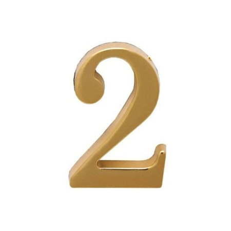 Цифра 2 дверная золото на клеевой основе Аллюр