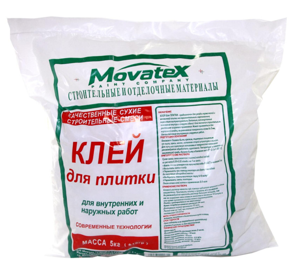 Клей для плитки  5кг Моватекс