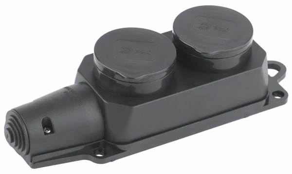 Колодка каучук с крышкой 16А 2-местная с з/к 250В IP44 Эра
