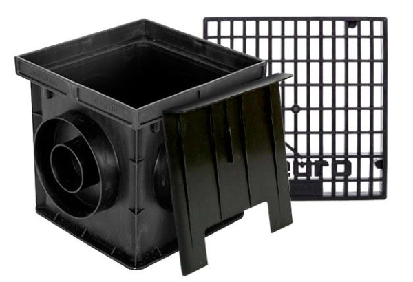 Лоток пластиковый (дождеприемник)  200х200мм в сборе с решеткой