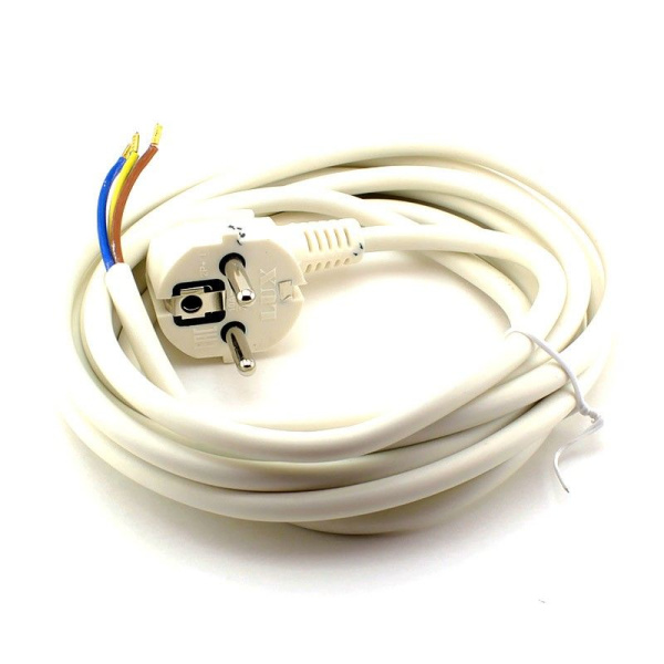 Шнур ПВС 3х0,75 с вилкой 1,5м белый с/з Lux