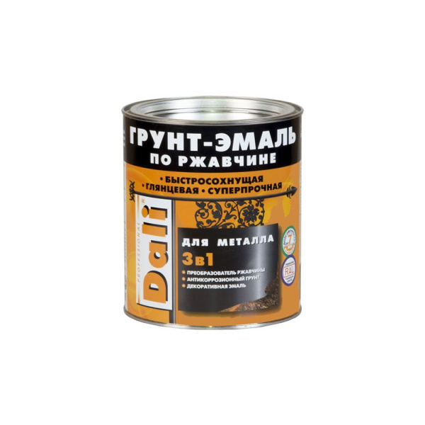 Грунт эмаль по ржавчине 3в1 графит 2,0л глянец Dali