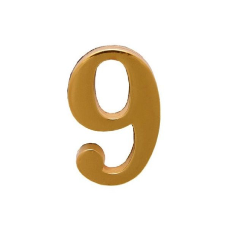 Цифра 9 дверная золото на клеевой основе Аллюр