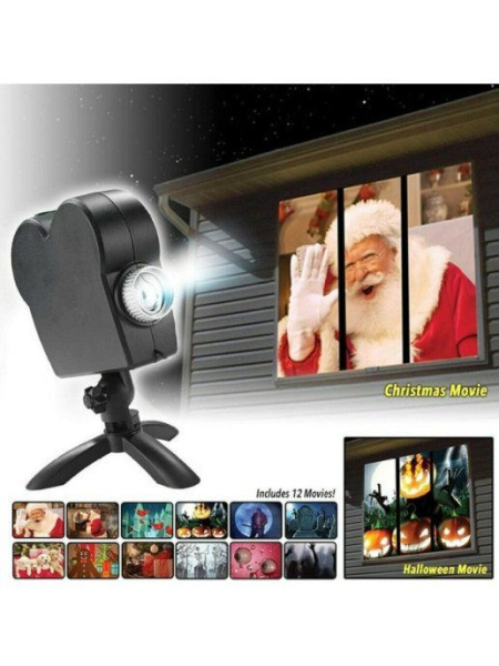 Проектор лазерный на окно 12 фильмов 