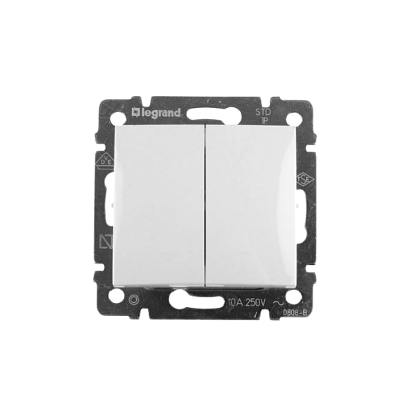 Выключатель механизм 2-кл белый Legrand Valena---