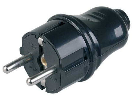 Вилка 16А прямая черная с з/к IP20 In Home