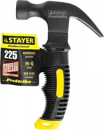 Молоток гвоздодер 225г укороченный 2к-ручка Stayer